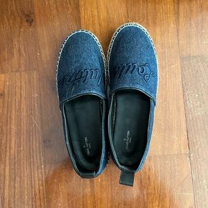 louis vuitton denim blue canvas espadrilles in size 37